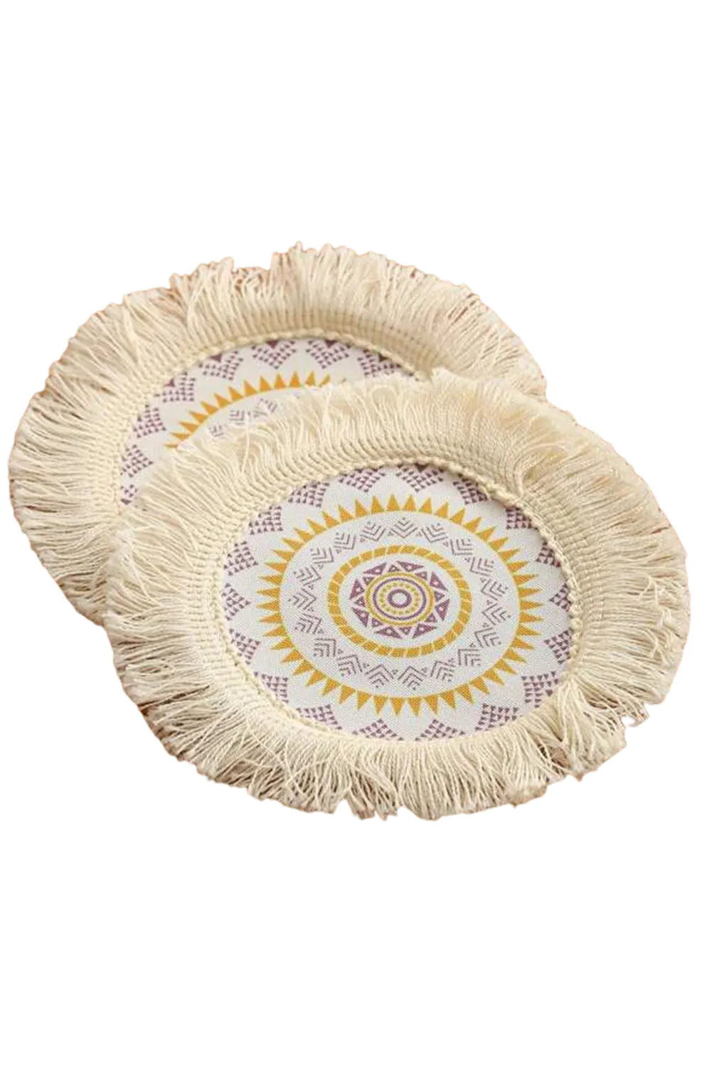 Bohemian Fringe Round Coaster  17cm