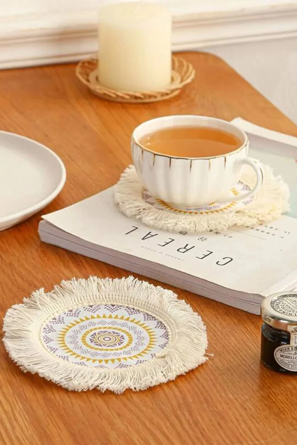 Bohemian Fringe Round Coaster  17cm
