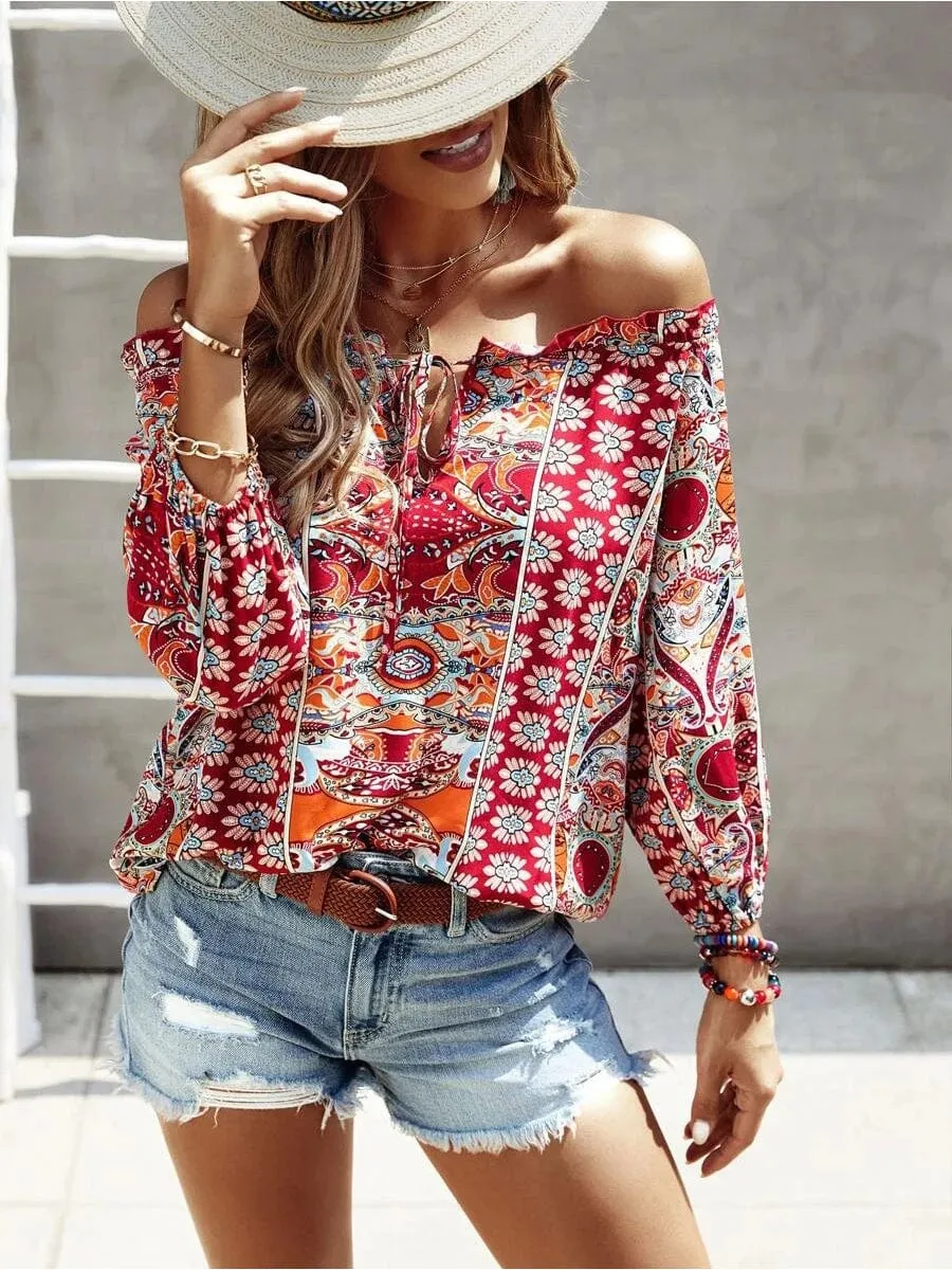 Boho Floral Print Top