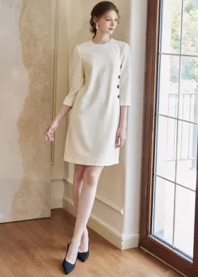 BUTTON MID-LENGTH SLIM DRESS