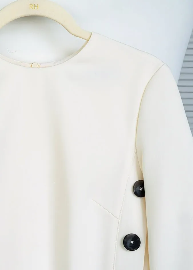 BUTTON MID-LENGTH SLIM DRESS