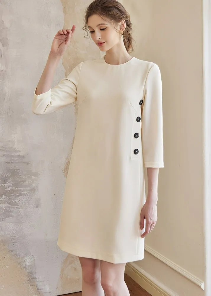 BUTTON MID-LENGTH SLIM DRESS