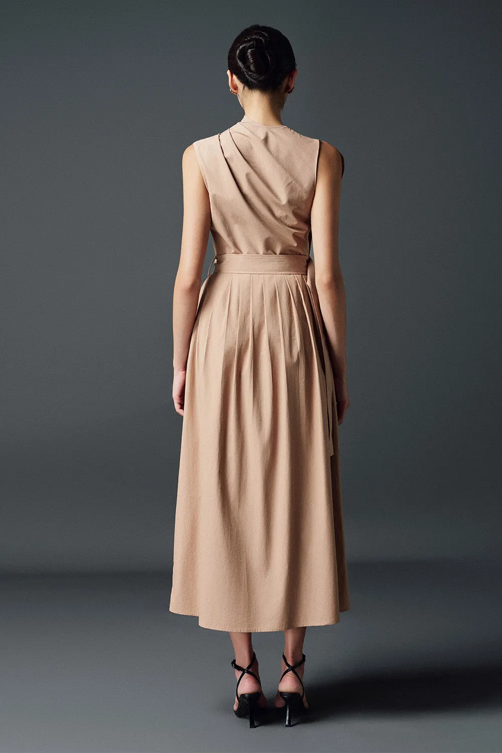 Cecilia A-line Sleeveless Wool Midi Dress