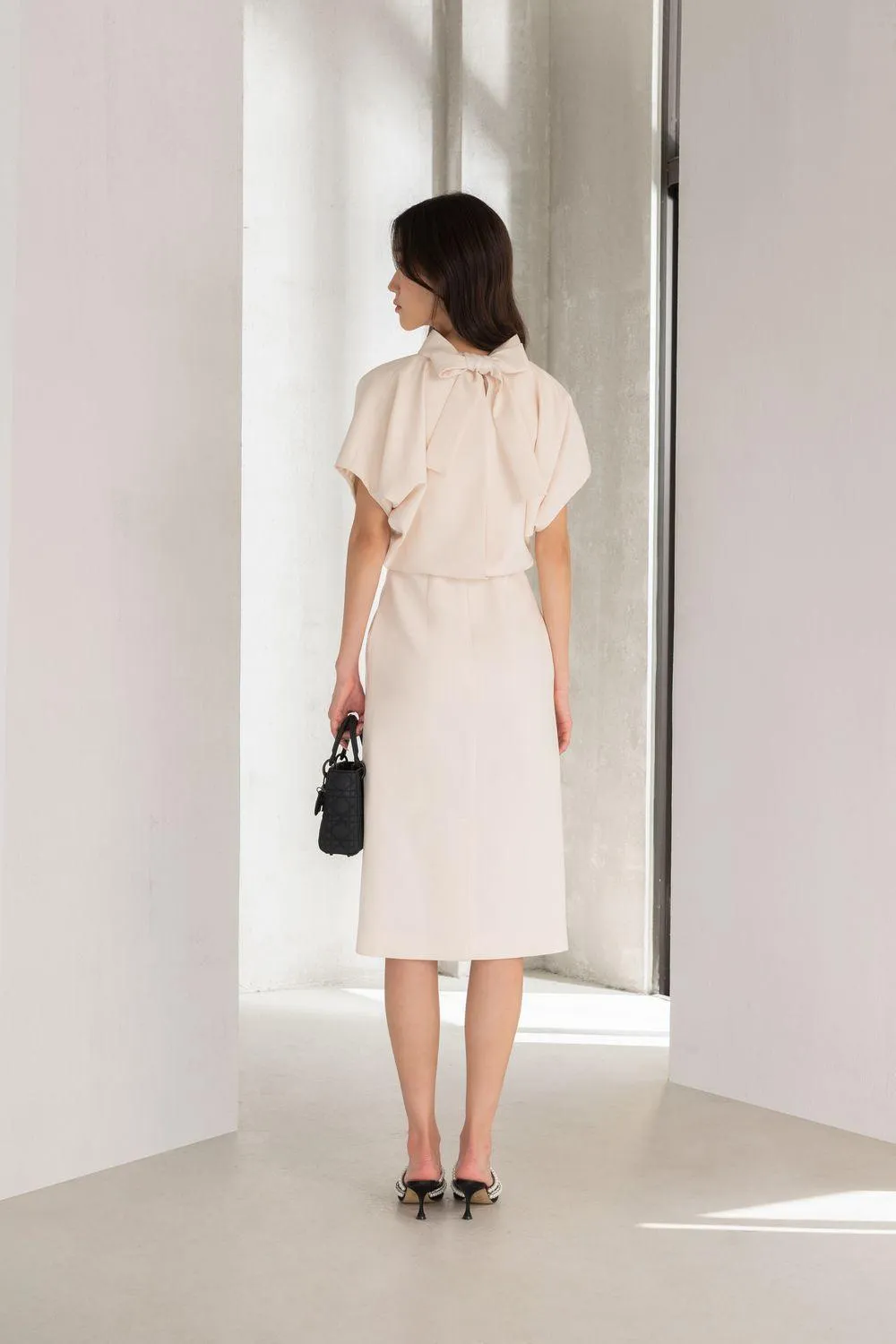 Collins A-line Batwing Sleeved Felt Knee-length Dress