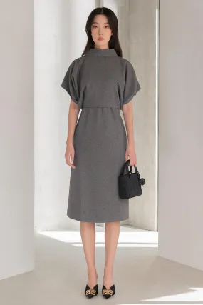 Collins A-line Batwing Sleeved Felt Knee-length Dress