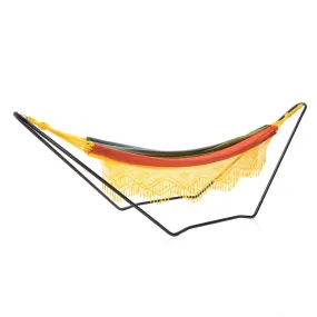 Colorful Bohemian Hammock with Yellow Fringe