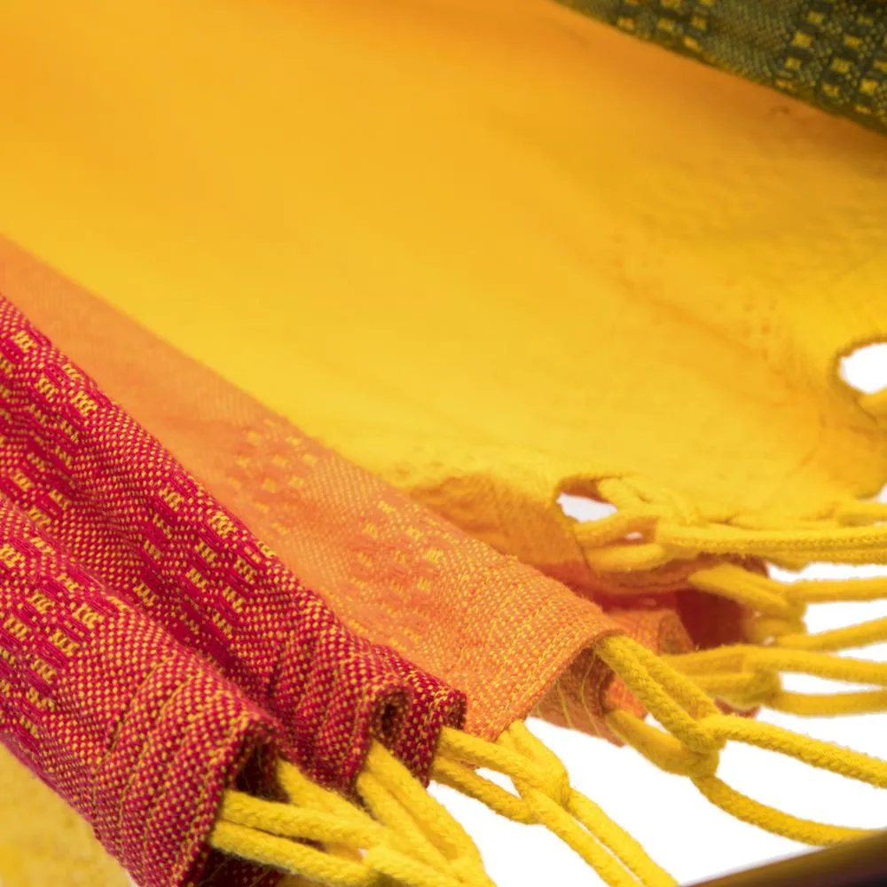 Colorful Bohemian Hammock with Yellow Fringe