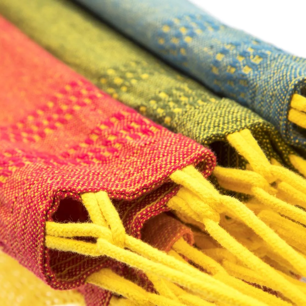 Colorful Bohemian Hammock with Yellow Fringe