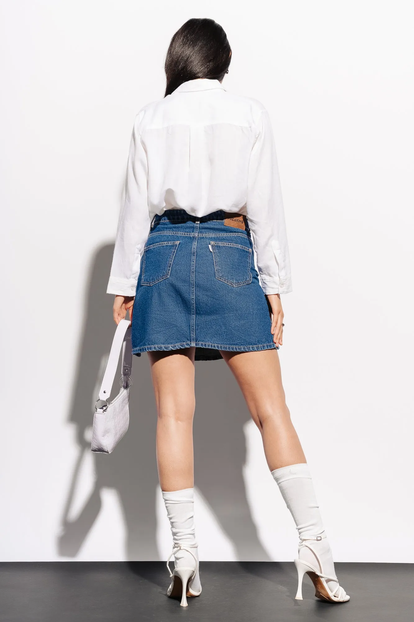 Denim Cutout Mini Skirt