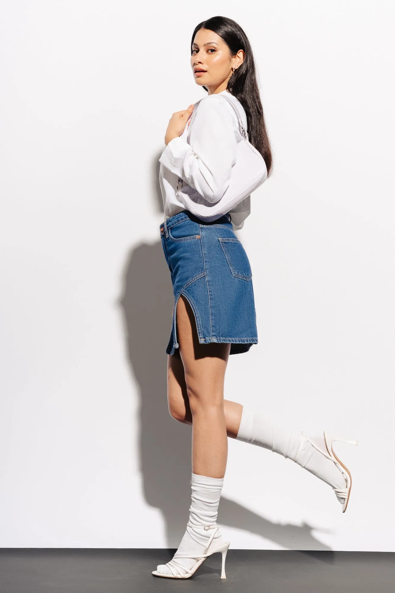 Denim Cutout Mini Skirt