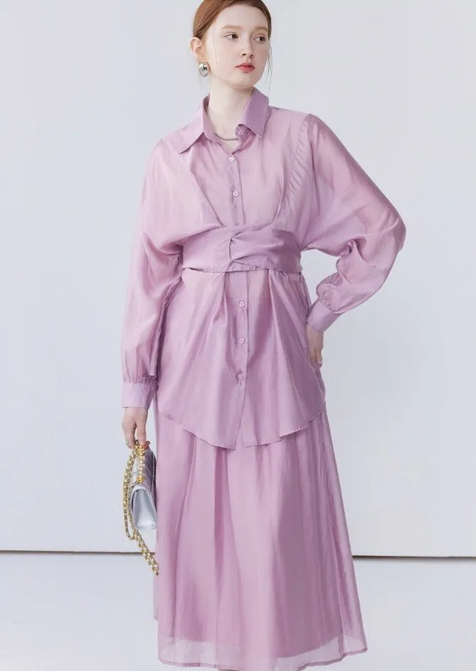 DESIGN CHIC SHIRT SKIRT SET