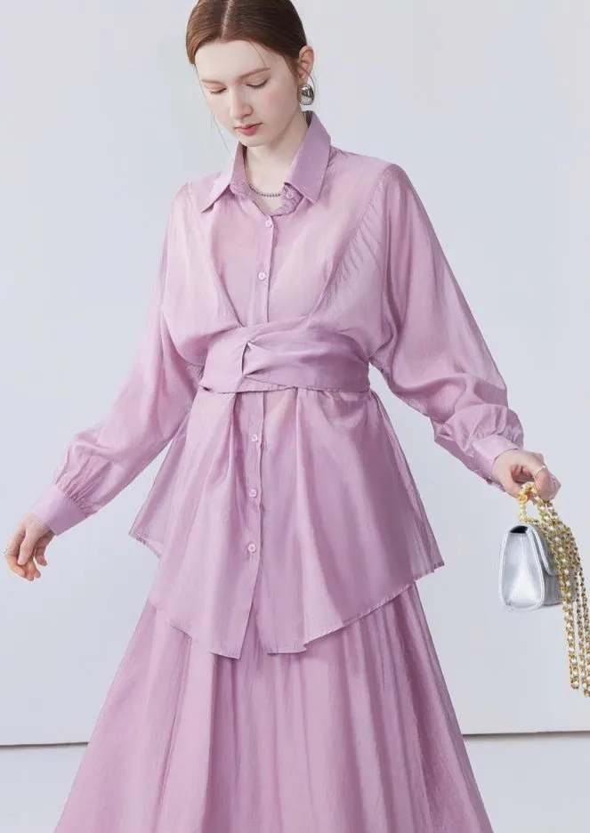 DESIGN CHIC SHIRT SKIRT SET