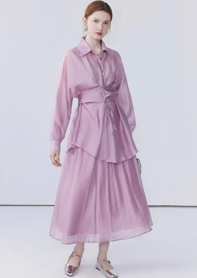 DESIGN CHIC SHIRT SKIRT SET
