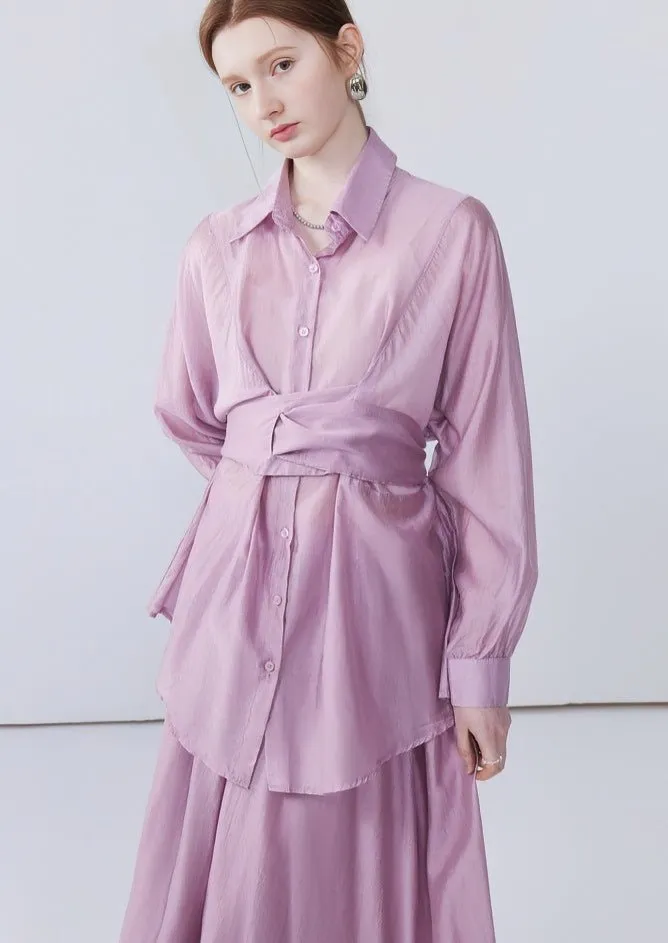 DESIGN CHIC SHIRT SKIRT SET