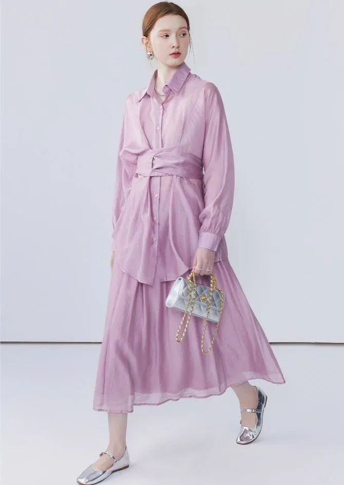DESIGN CHIC SHIRT SKIRT SET