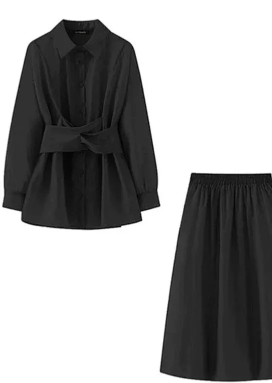 DESIGN CHIC SHIRT SKIRT SET