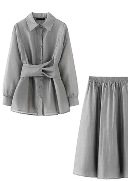 DESIGN CHIC SHIRT SKIRT SET