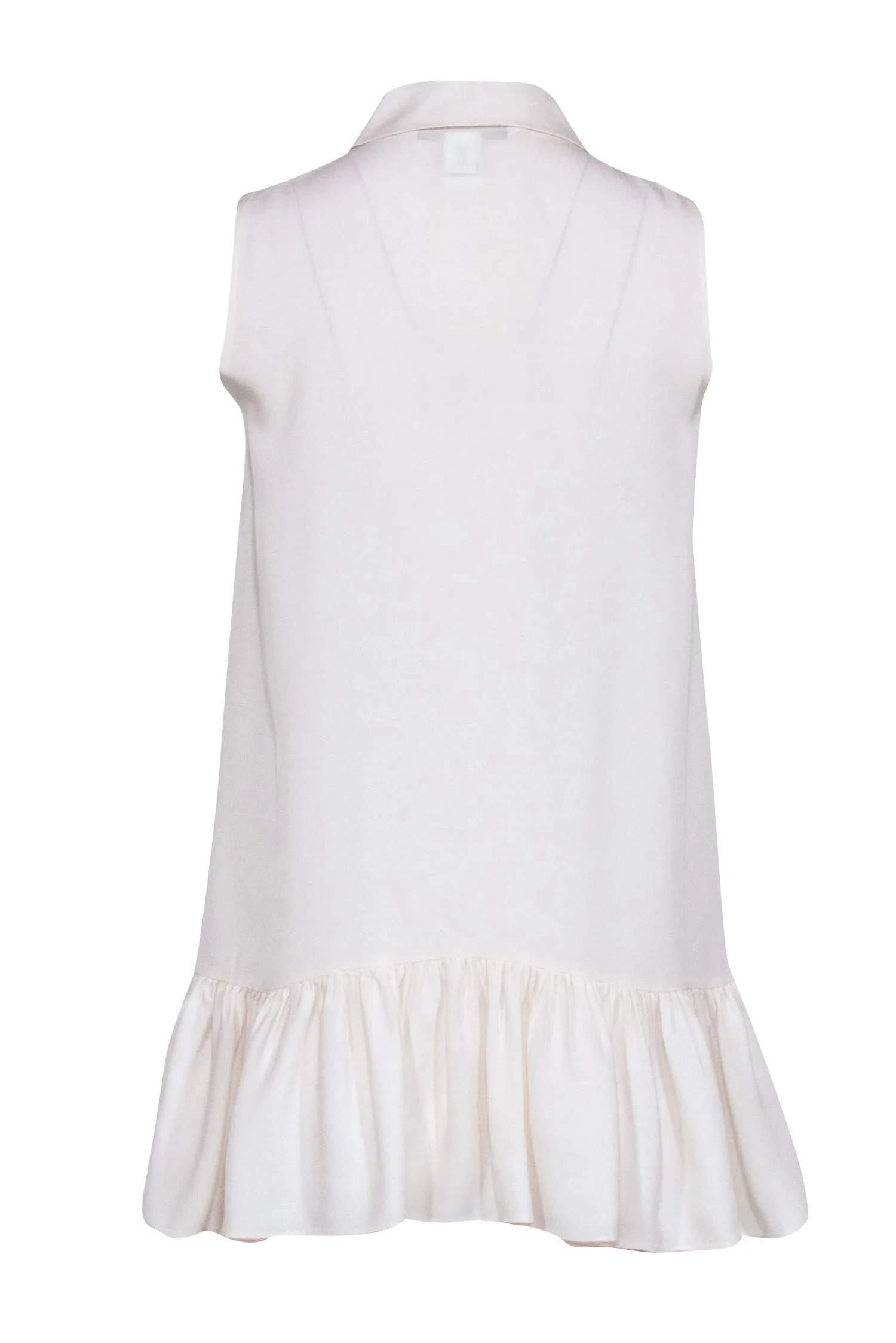 Diane von Furstenberg - Cream Sleeveless Button Front Peplum Top Sz S