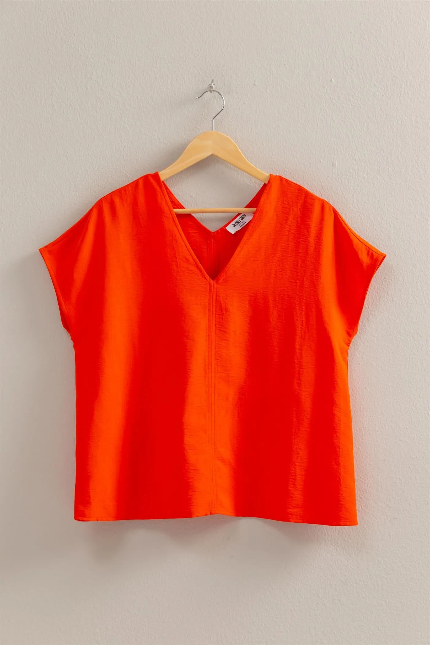 DZ24C059-Woven V-Neck Short Sleeve Tunic Top