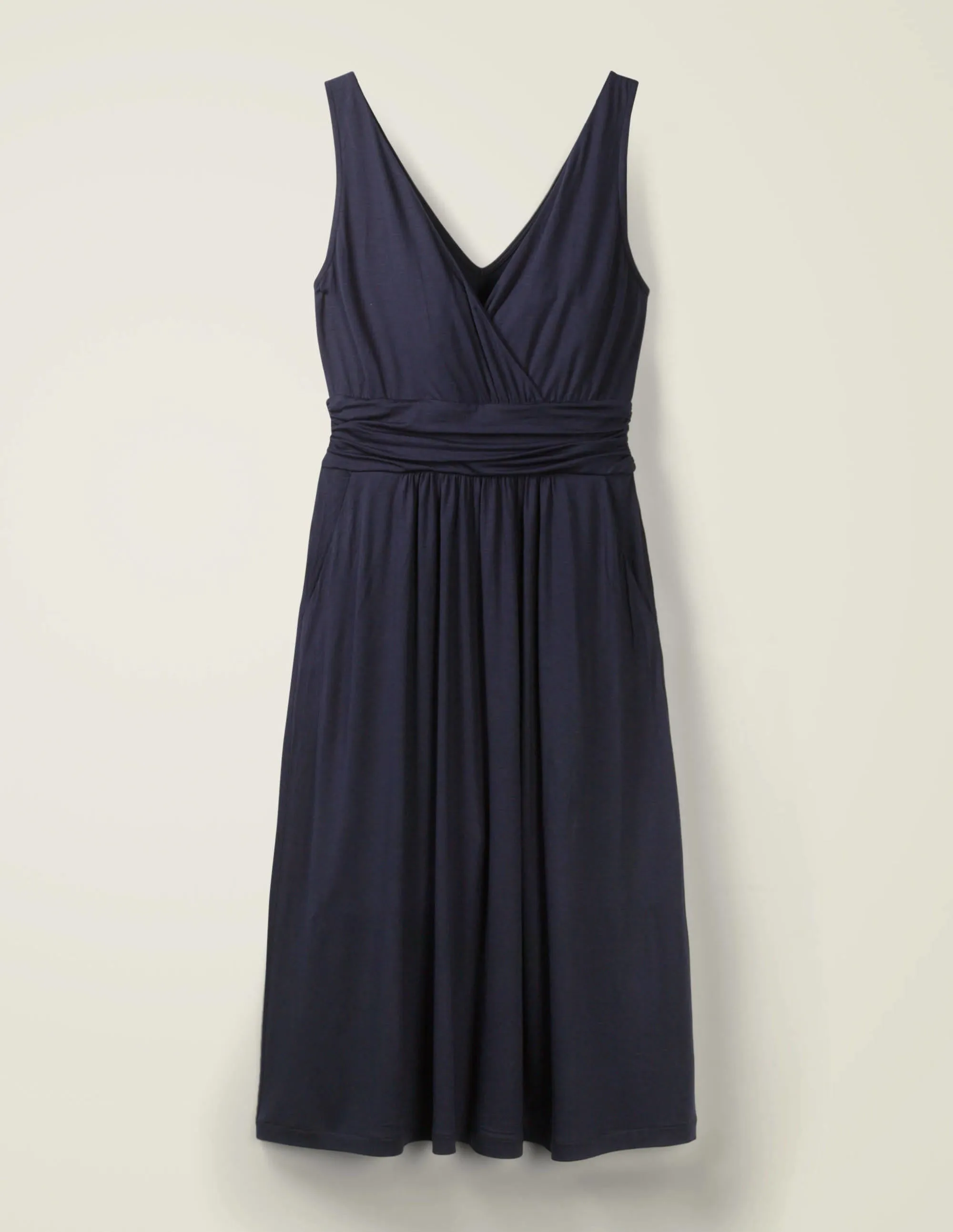 Effie V-Neck Jersey Dress-Navy