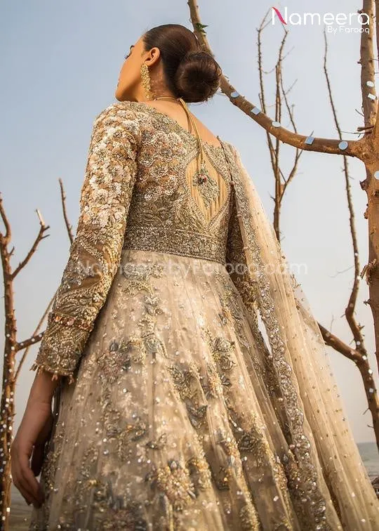 Embroidered Pakistani Bridal Frock with Lehenga #BS38