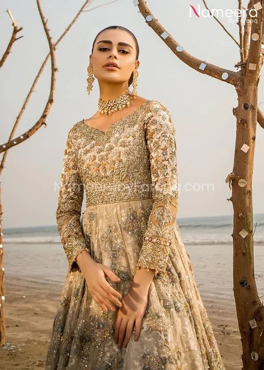 Embroidered Pakistani Bridal Frock with Lehenga #BS38