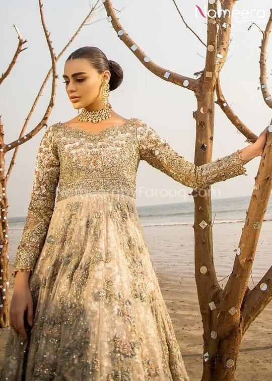 Embroidered Pakistani Bridal Frock with Lehenga #BS38