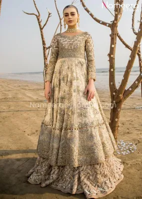 Embroidered Pakistani Bridal Frock with Lehenga #BS38