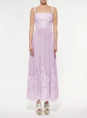 Embroidered Pinstripe Dress