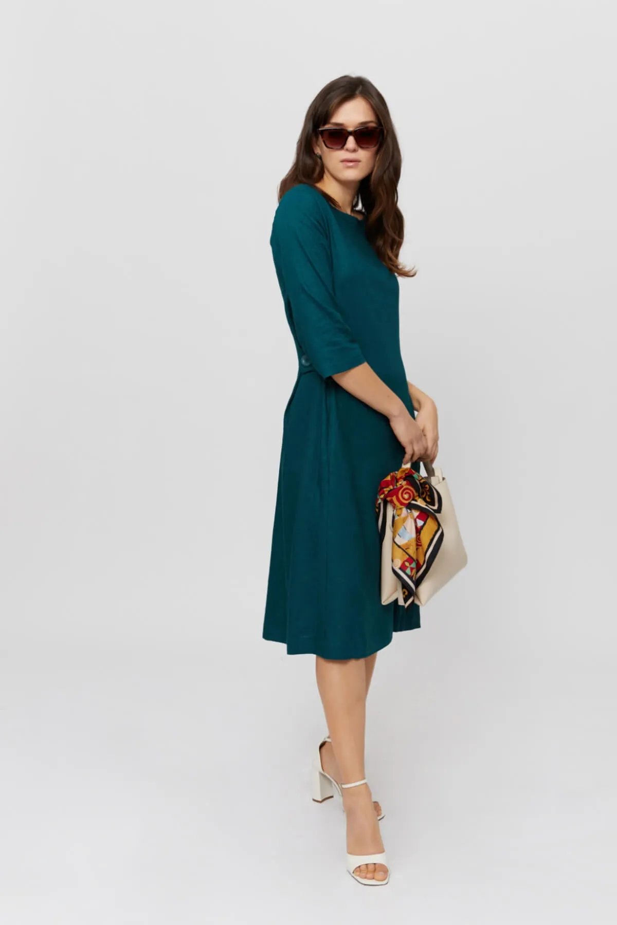 Emilia | Midi A-line Dress in Green