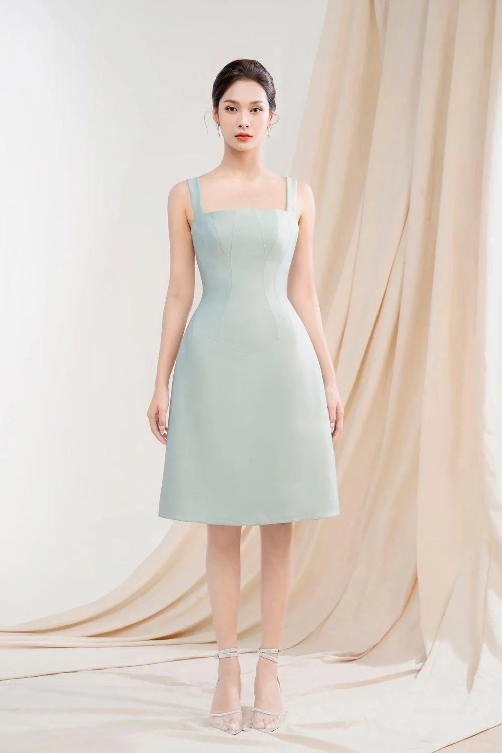 Emma A-line Strappy Polycotton Knee-length Dress