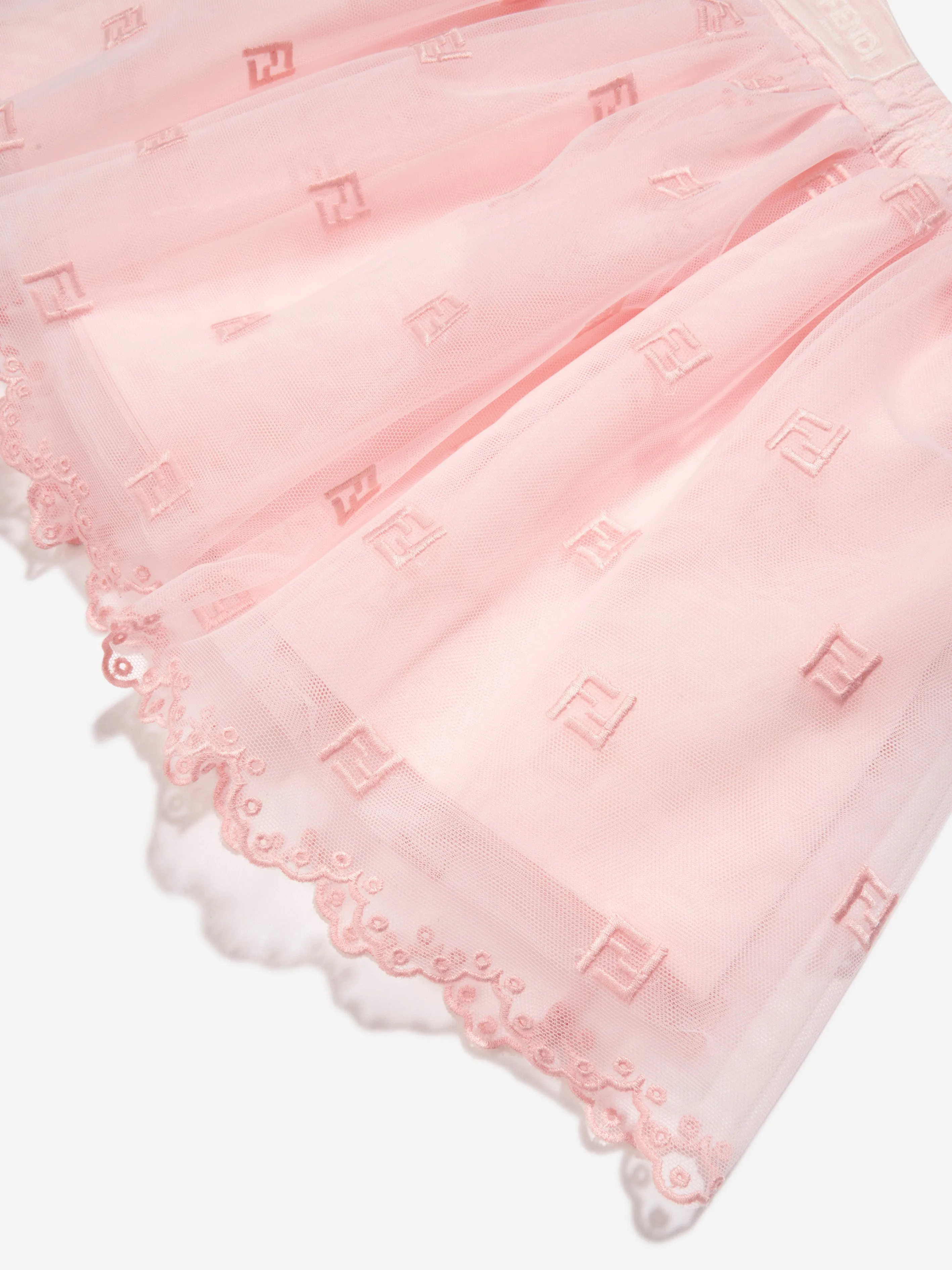 Fendi Baby Girls Embroidered Tulle Skirt in Pink