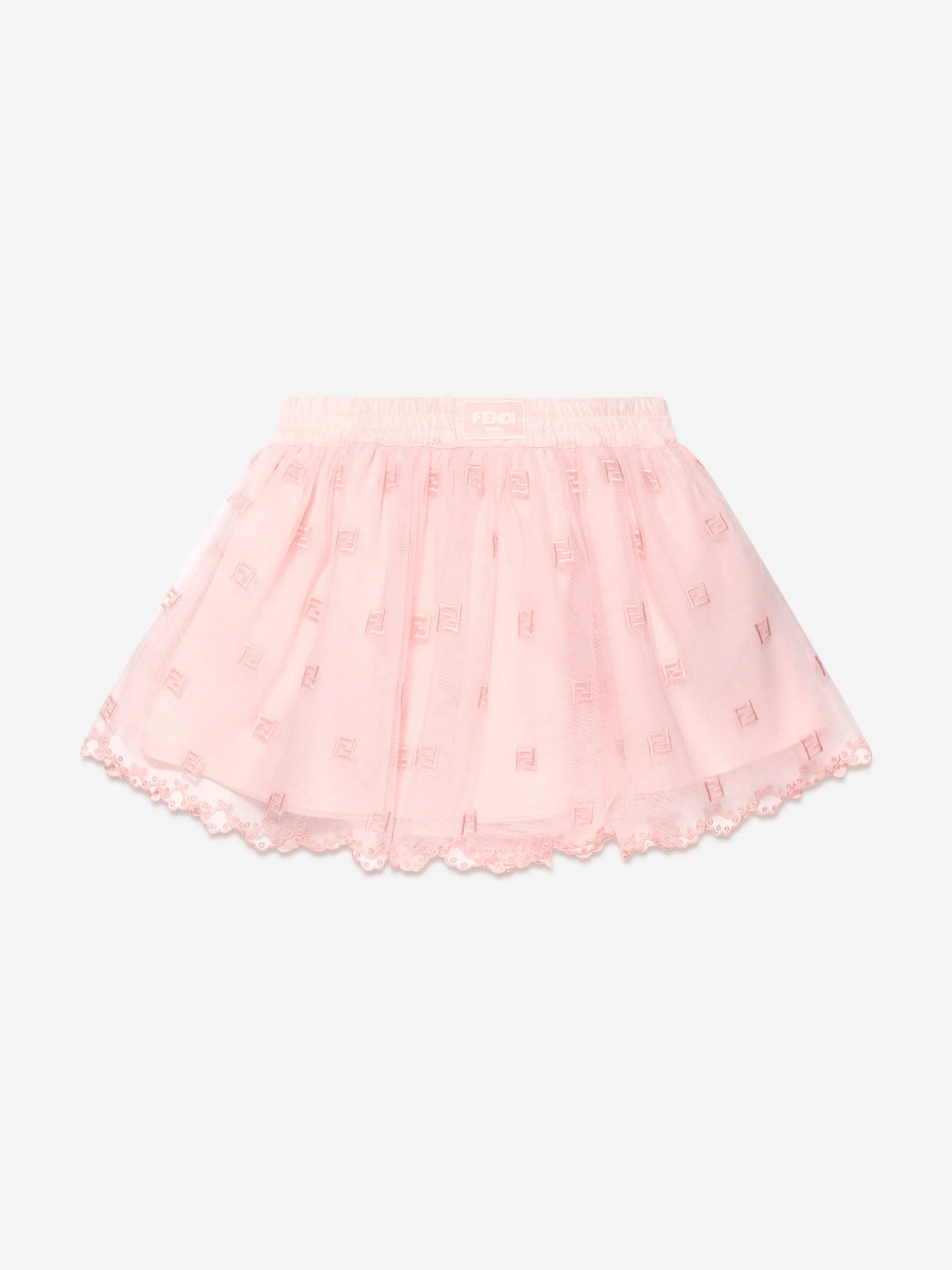 Fendi Baby Girls Embroidered Tulle Skirt in Pink