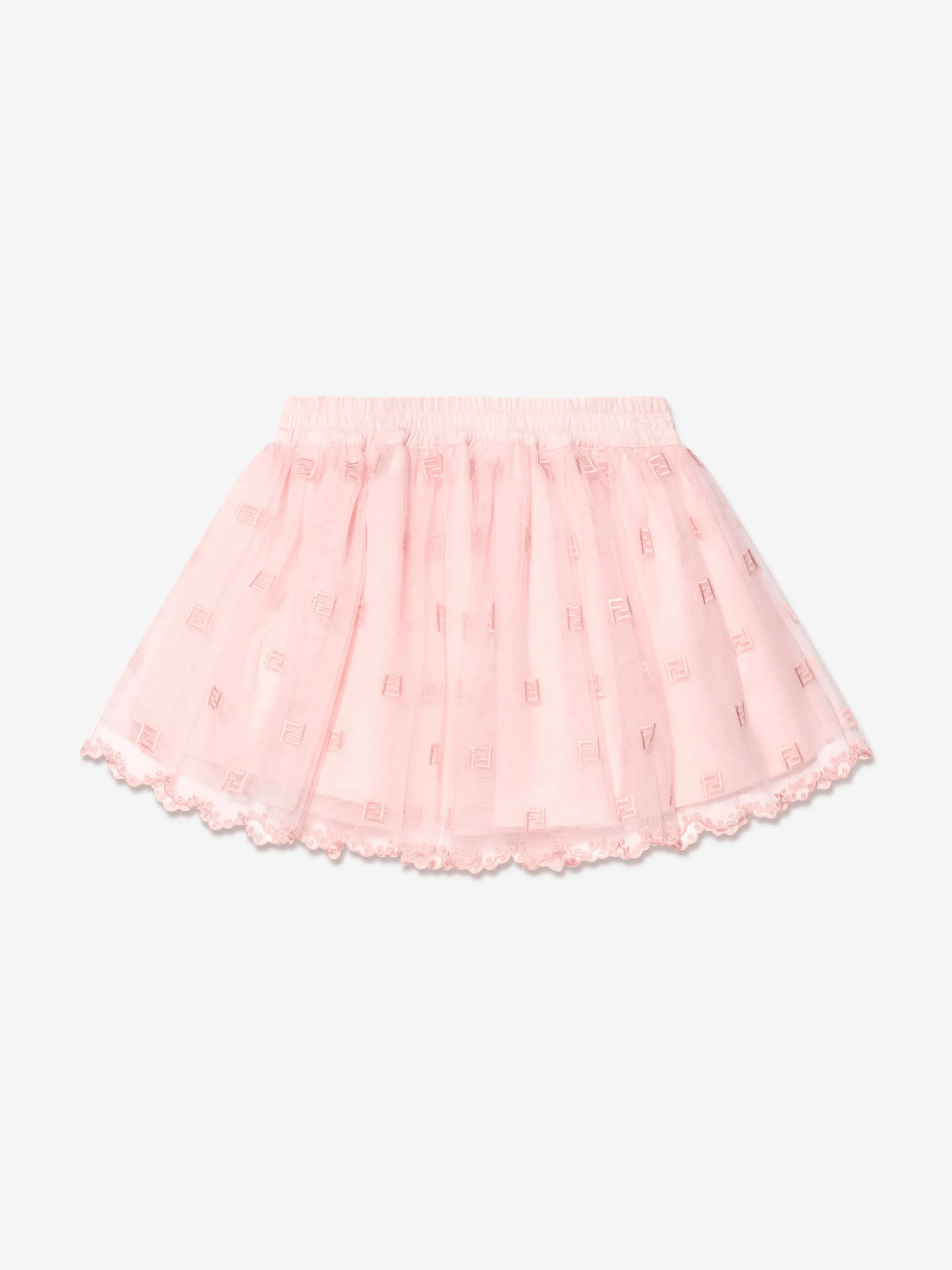 Fendi Baby Girls Embroidered Tulle Skirt in Pink