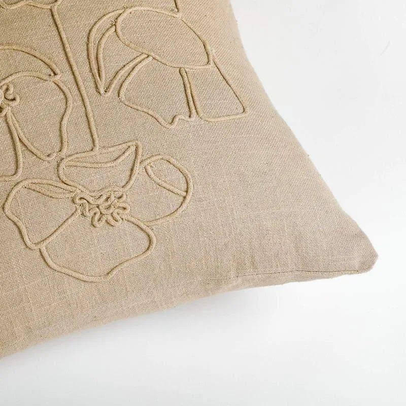Flora Doodle Embroidered Cushion Cover