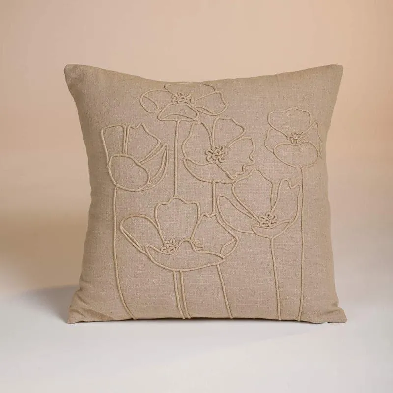 Flora Doodle Embroidered Cushion Cover