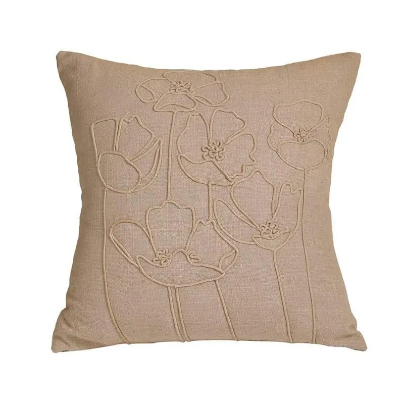 Flora Doodle Embroidered Cushion Cover