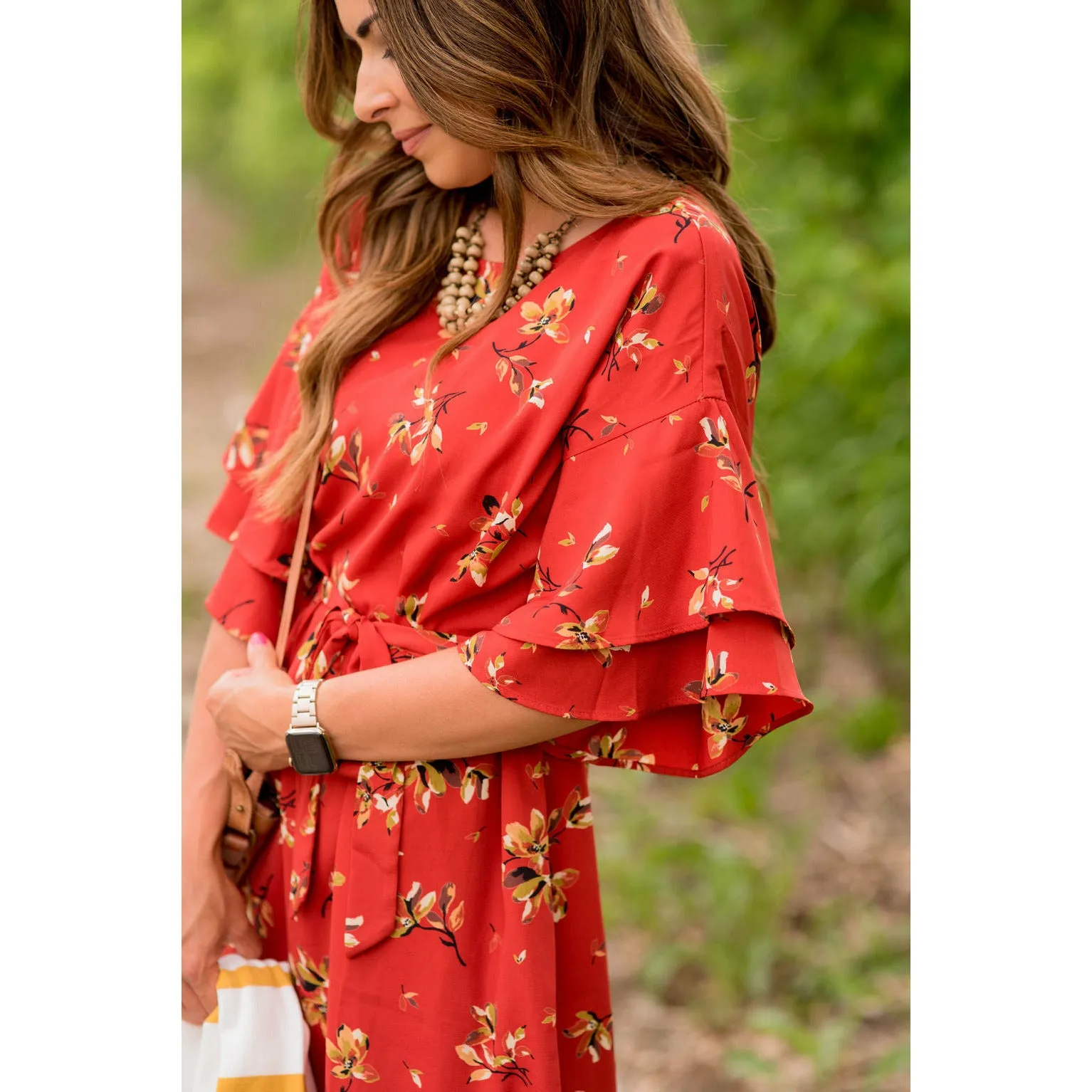 Floral Layered Sleeve Dress