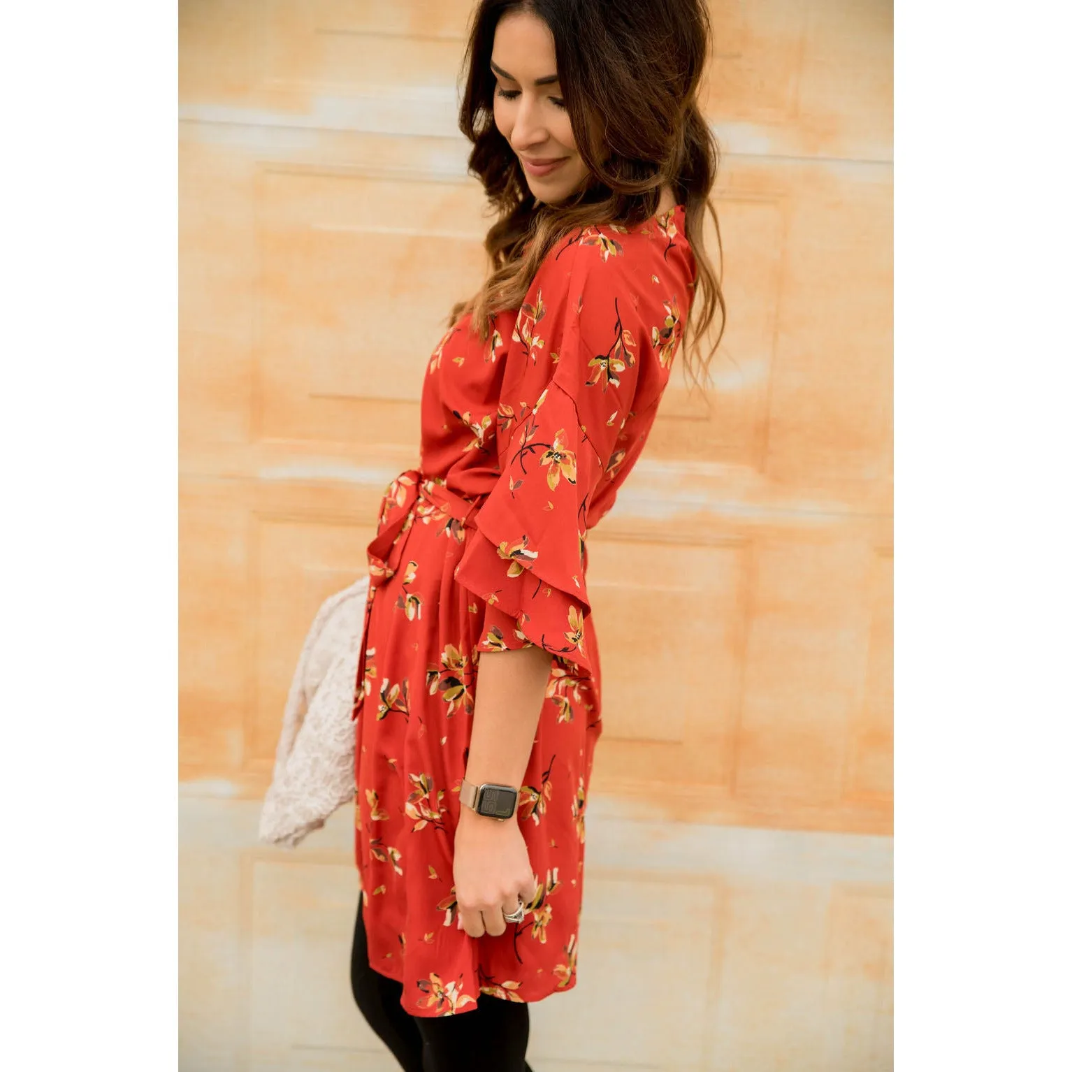 Floral Layered Sleeve Dress