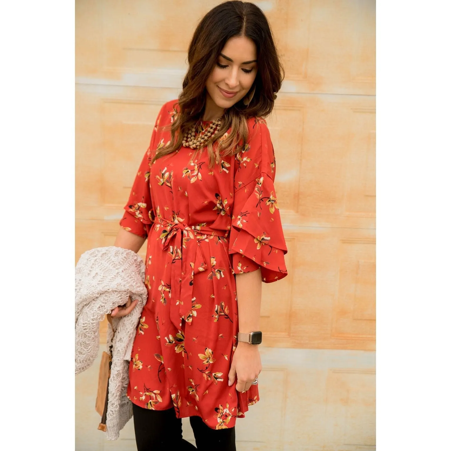 Floral Layered Sleeve Dress