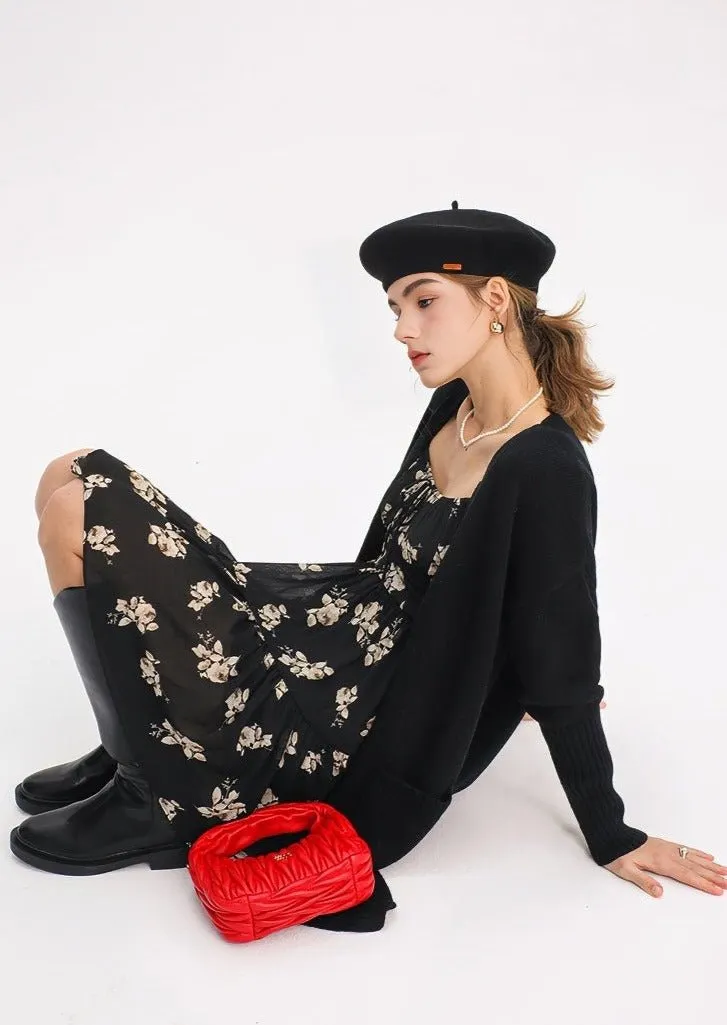 FLORAL LONG SLEEVE SHORT DRESS
