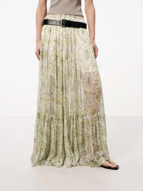 Floral Print Flowy Maxi Skirt