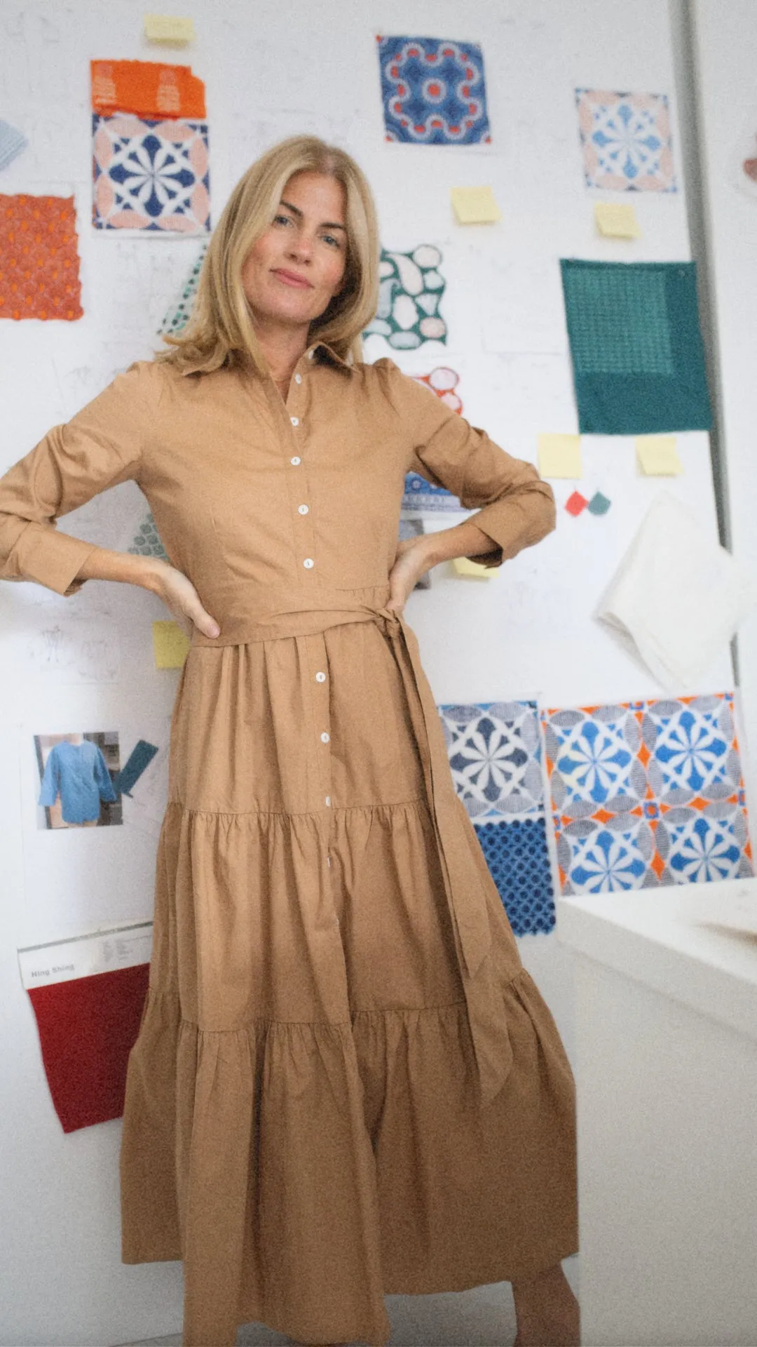 Flounce Shirt Dress - Camel