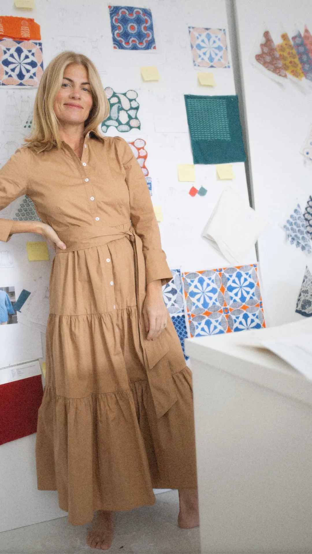 Flounce Shirt Dress - Camel