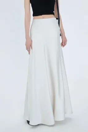 Flowy High Waist White Slip Maxi Skirt