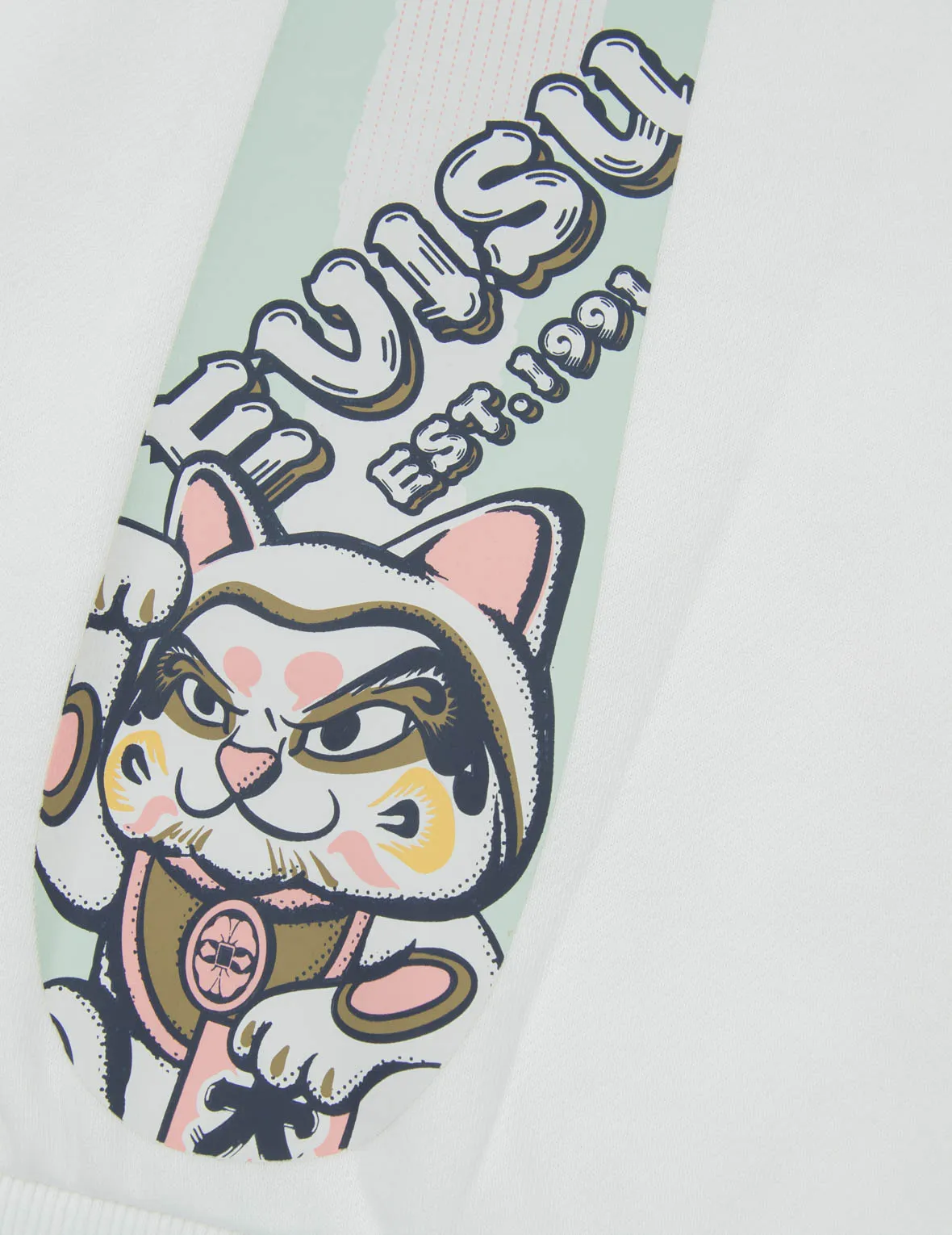 “Fortune Cat and Daruma” Double Daicock Print Hooded Sweatshirt