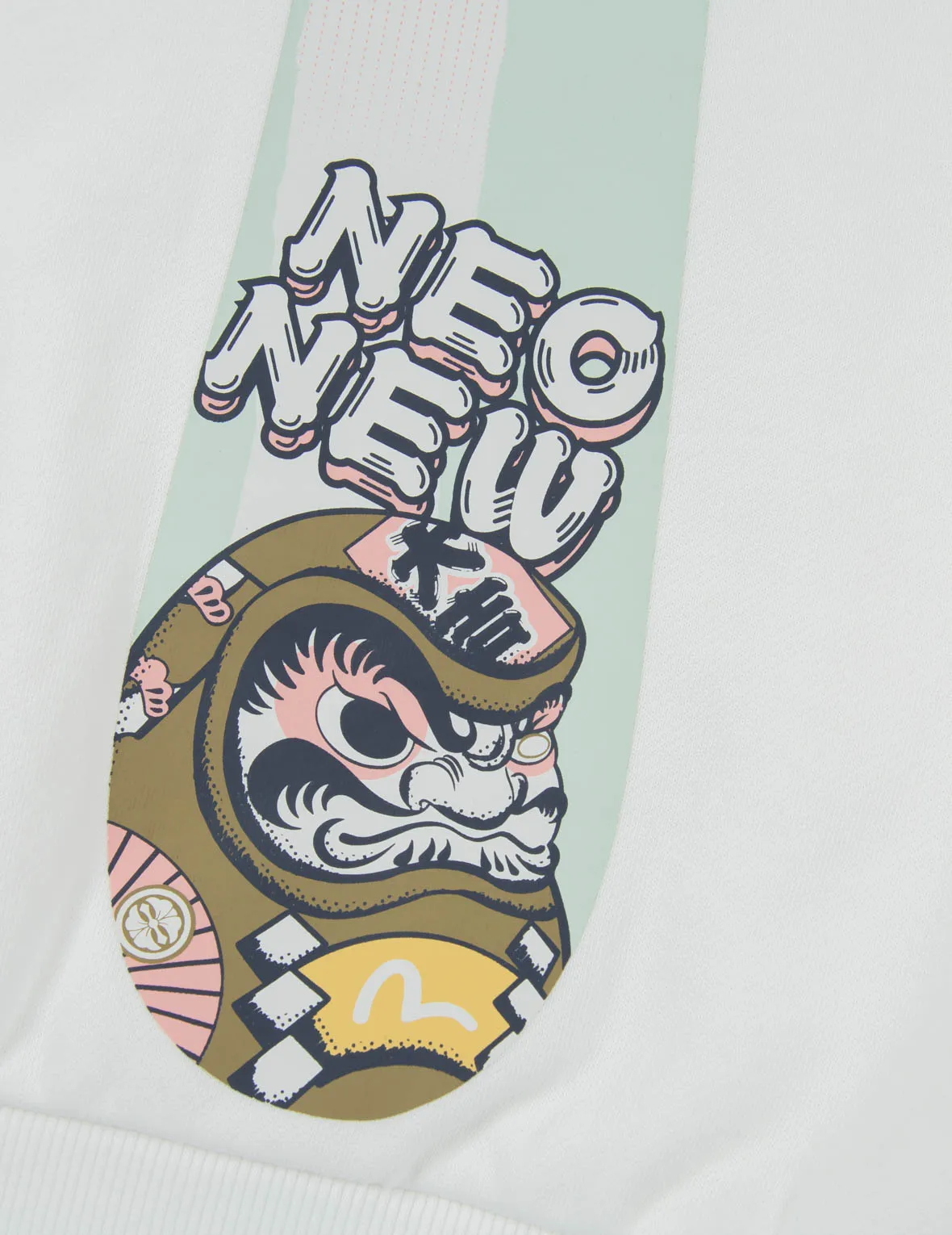 “Fortune Cat and Daruma” Double Daicock Print Hooded Sweatshirt