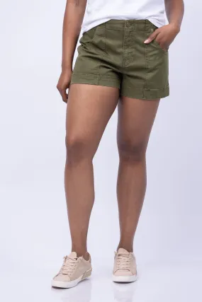 Frame Clean Utility Short in Washed Winter Moss