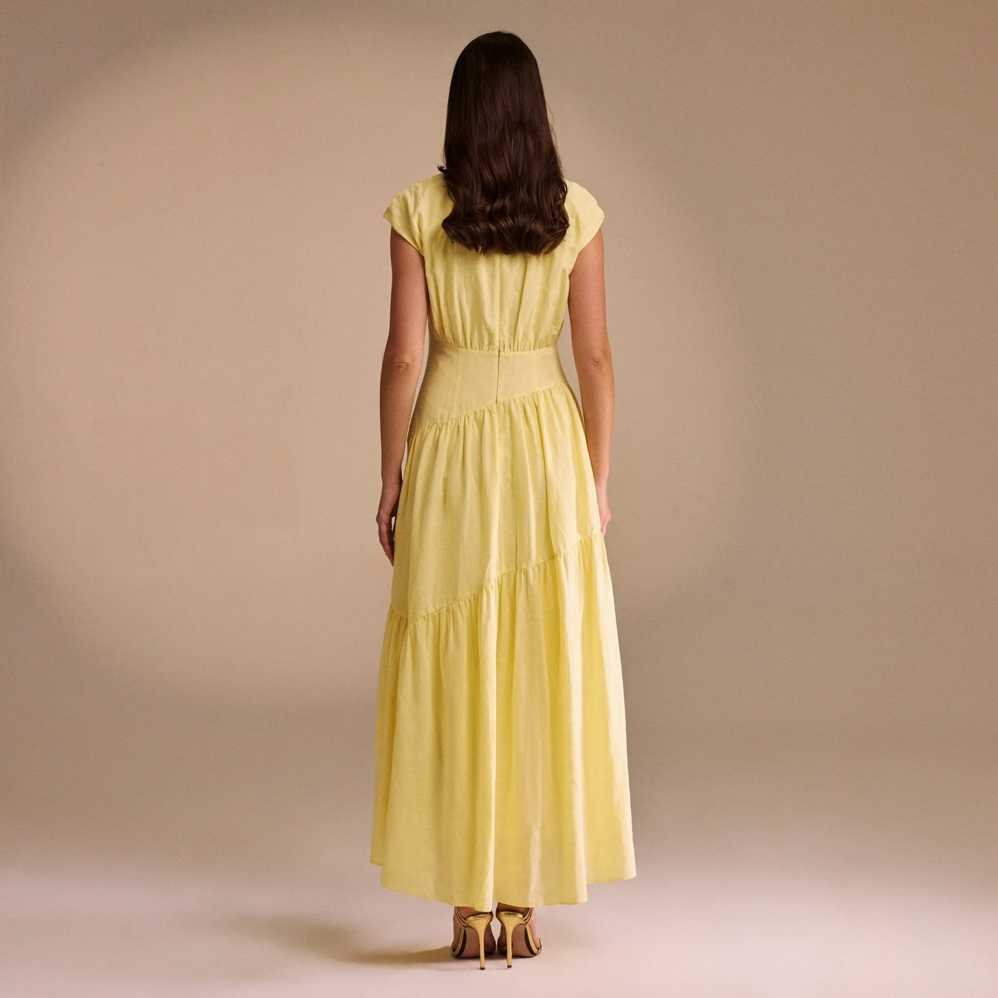 Gathered Waist A-Line Maxi Dress