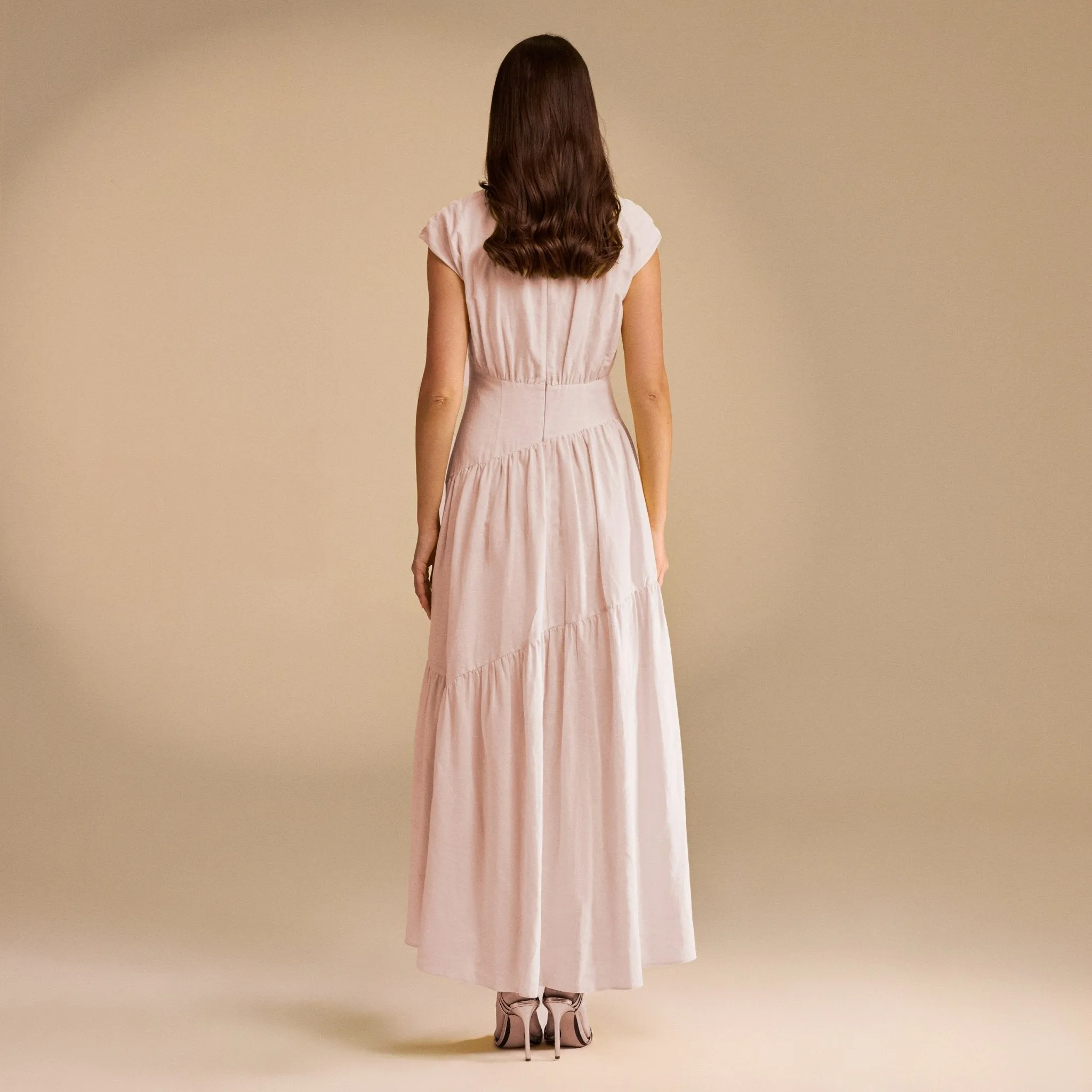 Gathered Waist A-Line Maxi Dress